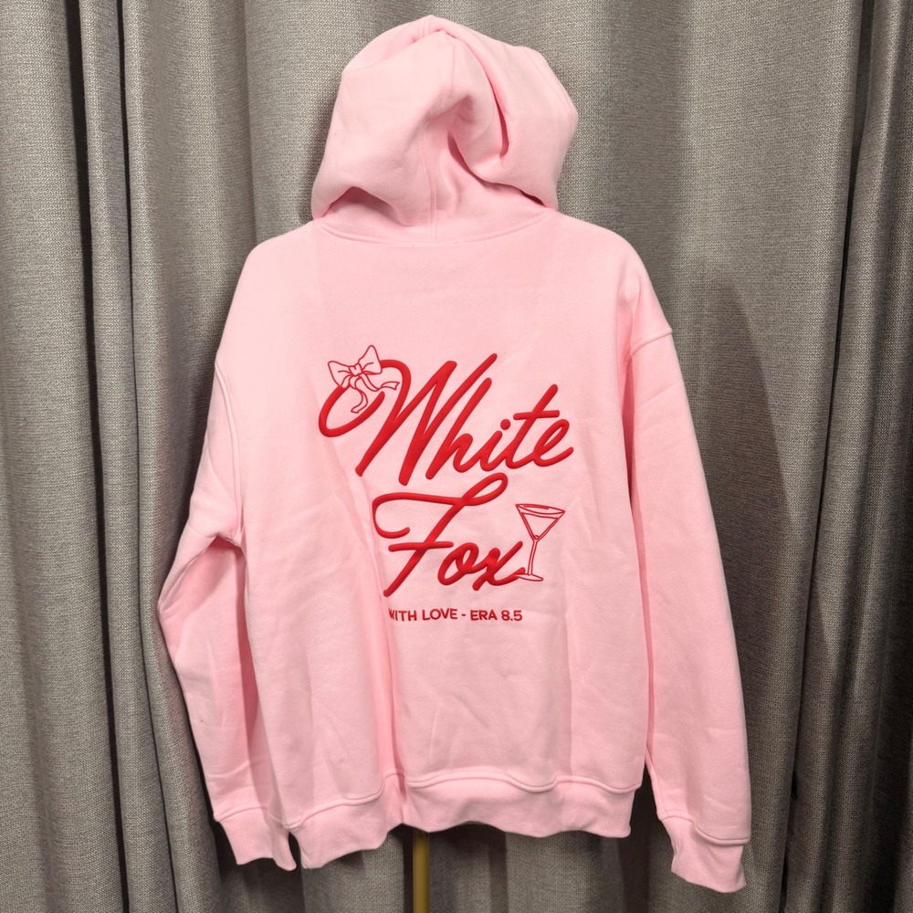 White Fox With Love & Kisses Oversized Hoodie Baby Pink Era 8.5 M/L NWT